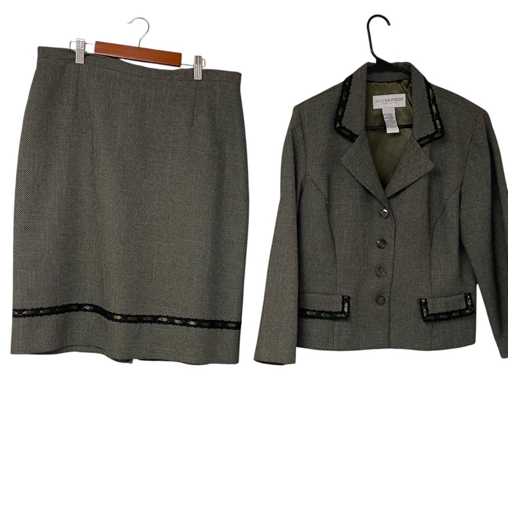 Sag Harbor Green Skirt Set with Black Accents Size 14P